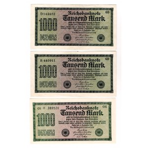 Germany - Weimar Republic 3 x 1000 Mark 1922