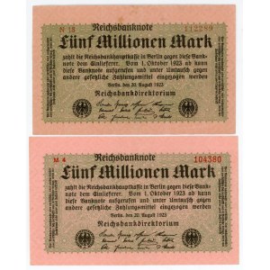 Germany - Weimar Republic 2 x 5 Mln Mark 1923