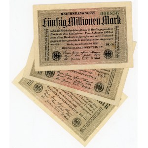 Germany - Weimar Republic 3 x 50 Millionen Mark 1923