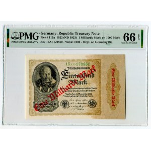 Germany - Weimar Republic 1 Milliard Mark 1922 (ND 1923) PMG 66 EPQ