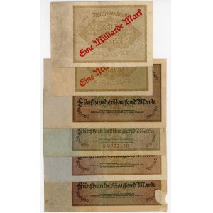 Germany - Weimar Republic Lot of 6 Banknotes 1922 - 1923