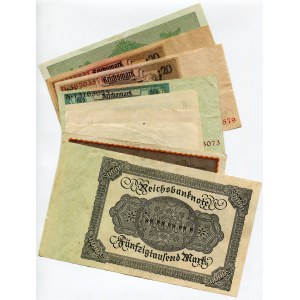 Germany - Weimar Republic Lot of 9 Banknotes 1919 - 1929