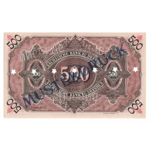 Germany - Empire Sachsen 500 Mark 1890 Specimen