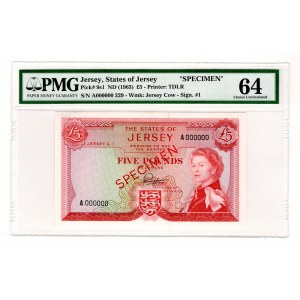 Jersey 5 Pounds 1963 (ND) Specimen PMG 64