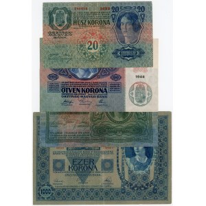 Austria - Hungary Lot of 4 Banknotes 1902 - 1914