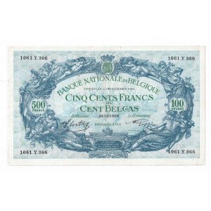 Belgium 500 Francs 100 Belgas 1941