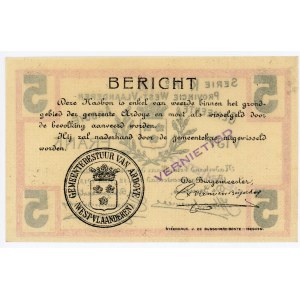 Belgium West-Vlaanderen Ardoye 5 Francs 1915