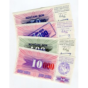 Bosnia & Herzegovina Lot of 4 Banknotes 1992 - 1993