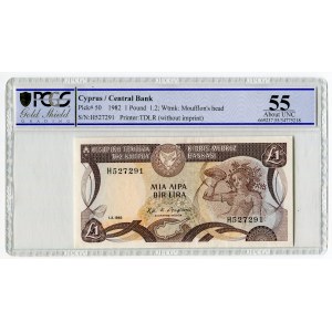Cyprus 1 Pound 1982 PCGS 55 About UNC