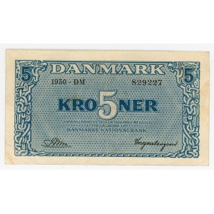 Denmark 5 Kroner 1950