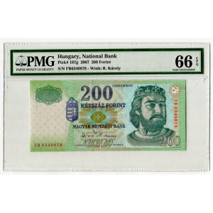 Hungary 200 Forint 2007 PMG 66 EPQ Gem Uncirculated