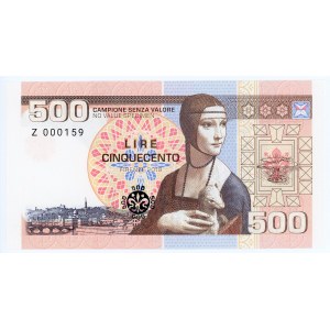 Italy 500 Lire 2019 Banco di Firenze Specimen Leonardo da Vinchi