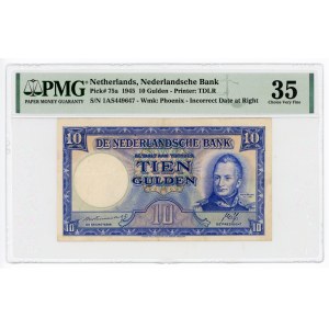 Netherlands 10 Gulden 1945 PMG 35