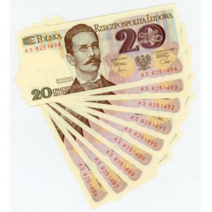 Poland 9 x 20 Zlotych 1982 Consecutive Numbers