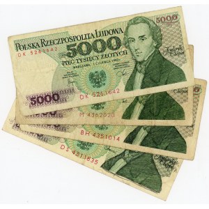 Poland 4 x 5000 Zlotych 1982 - 1988