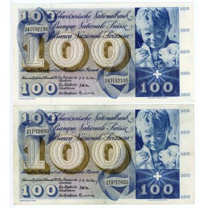 Switzerland 2 x 100 Francs 1958