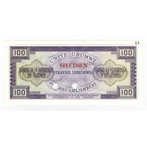 Burundi 100 Francs 1968 Specimen