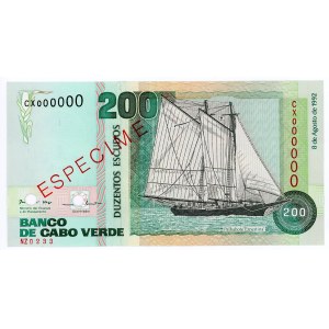 Cabo Verde 200 Escudos 1992 Specimen