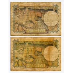 French West Africa 2 x 5 Francs 1938 - 1941