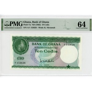 Ghana 10 Cedis 1965 (ND) PMG 64 Choice Uncirculated