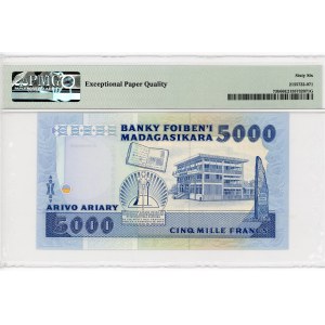 Madagascar 5000 Francs / 1000 Ariary 1988 - 1994 (ND) PMG 66 EPQ Gem Uncirculated