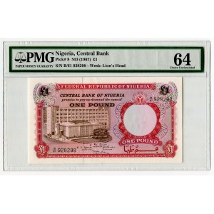 Nigeria 1 Pound 1967 (ND) PMG 64 Choice Uncirculated