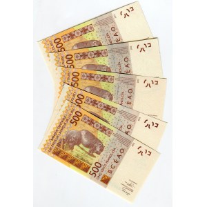 West African States 5 x 1000 Francs 2003 A - C - D - H - T Different Series