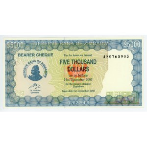 Zimbabwe 10000 Dollars 2003 - 2005 (ND) Bearer Cheque