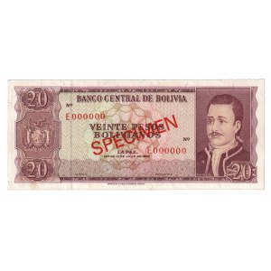 Bolivia 20 Bolivianos 1962 Specimen