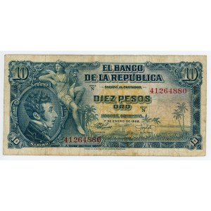 Colombia 10 Pesos Oro 1958