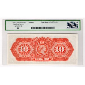 Costa Rica Banco de Costa Rica 10 Pesos 1899 Legacy 62