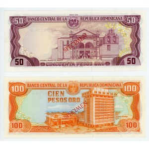 Dominican Republic 50 & 100 Pesos Oro 1977 - 1978 Collector Series Specimen