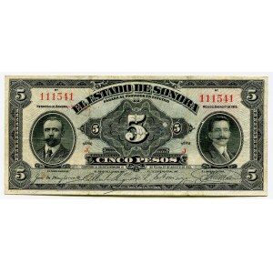 Mexico Sonora 5 Pesos 1915