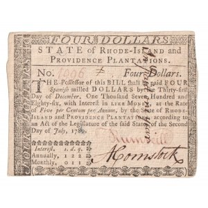 United States Rhode-Island and Providence Plantations 4 Dollars 1780