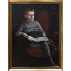 Agata Gardzielewska-Borchert, Porträt eines Jungen mit einem Liederbuch auf dem Schoß