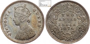 British India, 2 Annas 1874, NGC MS 64