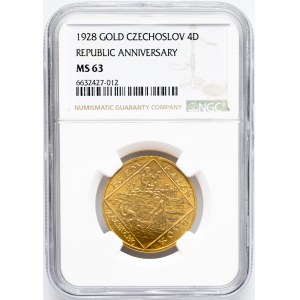 Czechoslovakia, 4 Dukat 1928, NGC MS 63