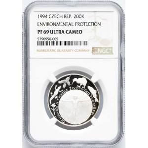 Czechoslovakia, 200 Korun 1994, NGC PF 69 Ultra Cameo