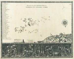[Widok kopalni w Wieliczce z 1645 r.]. Hondius Wilhelm, „Wizerunek Żupy Wielickiej wtórej - Delineatio secunda Salisfodinae Wielicensis”, 1645 r.