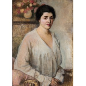 Alfons Karpiński (1875 Rozwadów - 1961 Kraków), Alfons Karpiński | Porträt einer Dame in einem Sessel, 1918.