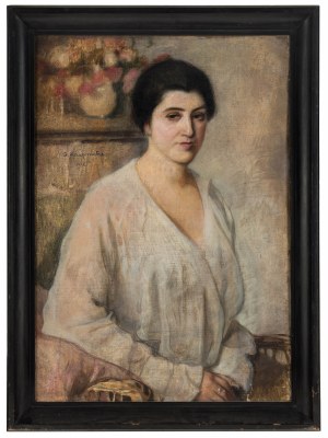 Alfons Karpiński (1875 Rozwadów - 1961 Kraków), Alfons Karpiński | Portret damy w fotelu, 1918 r.