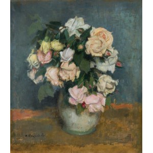 Alfons Karpiński (1875 Rozwadów - 1961 Kraków), Alfons Karpiński | Blumenstrauß aus bunten Rosen in einer Vase