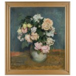 Alfons Karpiński (1875 Rozwadów - 1961 Kraków), Alfons Karpiński | Blumenstrauß aus bunten Rosen in einer Vase