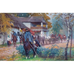 Zygmunt Rozwadowski (1870 Lvov - 1950 Zakopane), Zygmunt Rozwadowski | Lancers in front of a manor house, 1923.