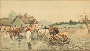 Kajetan Kosiński (1847 Łużany na Bukowinie - 1935 Lwów), Kajetan Kosiński | Przed karczmą