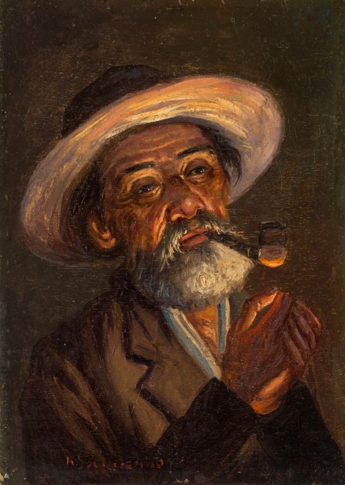 Konstanty Szewczenko (1910 Warszawa-1991 tamże), Konstanty Szewczenko | Portret mężczyzny z fajką