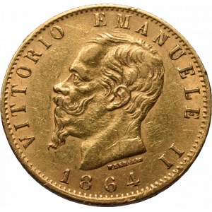 Itálie, Viktor Emanuel II. 1861 - 1878, 20 lira 1864 T/BN