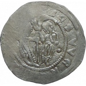 Vladislav II. 1140-1172, denár Cach 587 na rubu 1 kulička vlevo + 1 kulička vpravo