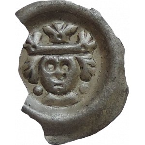 Přemysl Otakar II. 1253-1278, brakteát moravský Cach 952 z 1/3 olámaný