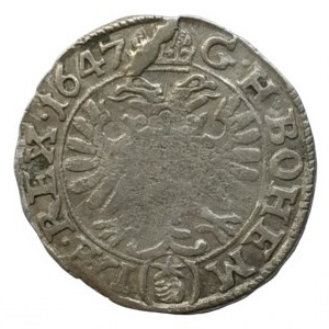 Ferdinand III. 1637-1657, 3 krejcar 1647 Praha-Wolker